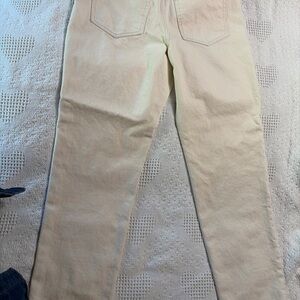 J Crew women’s high waisted, loose fit Cream Straight-Leg Jeans